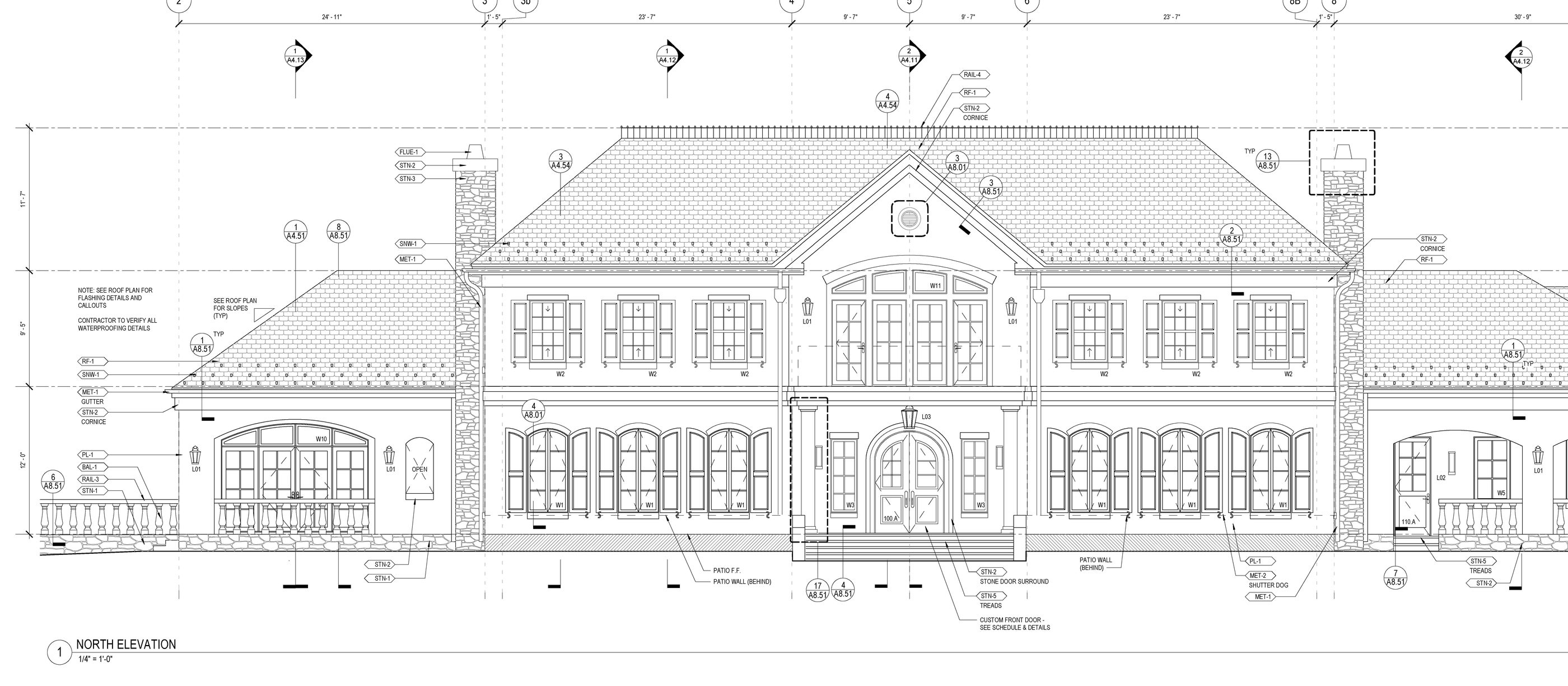 Exterior elevation from a construction document set