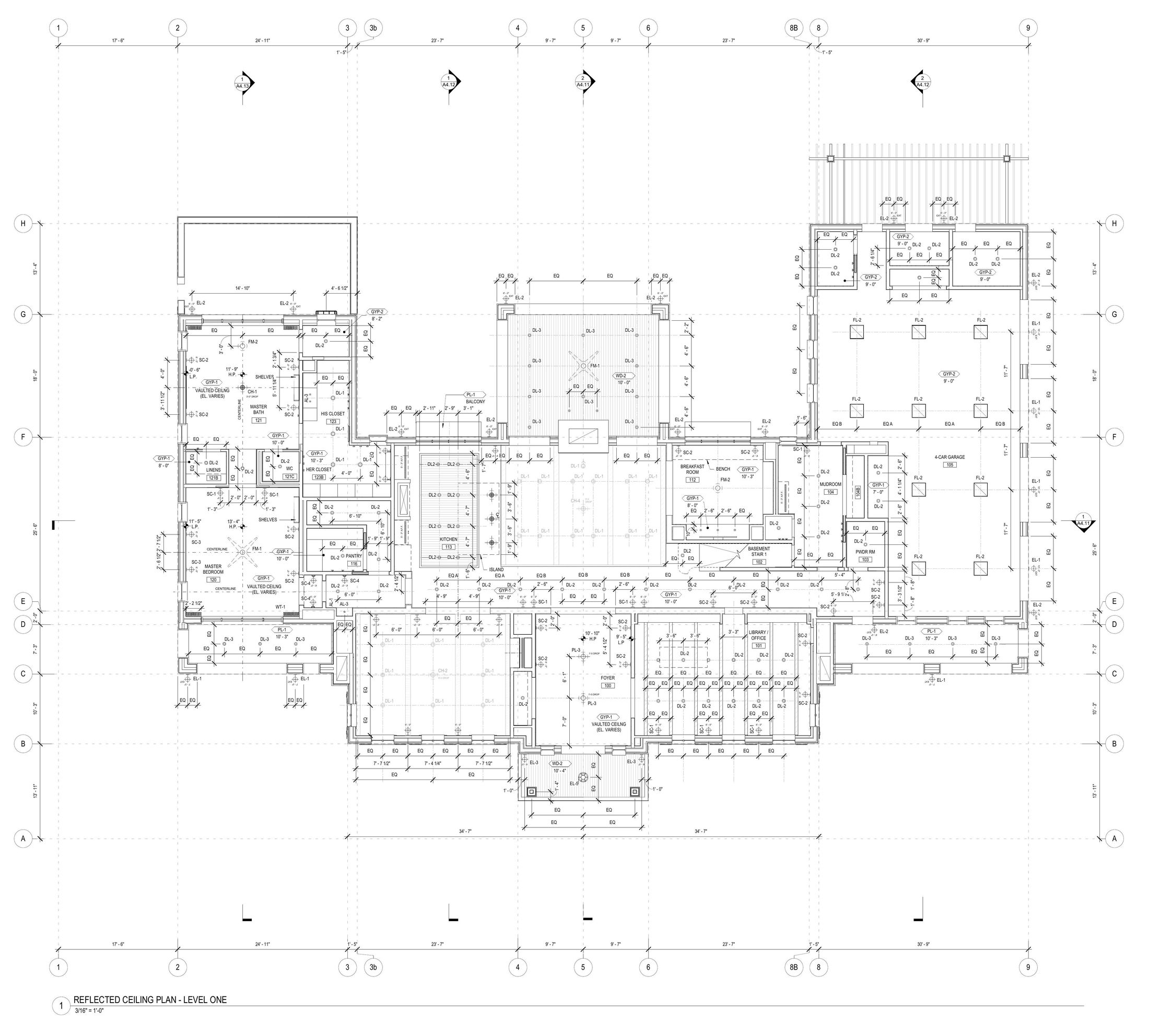First floor reflected ceiling plan from a construction document set